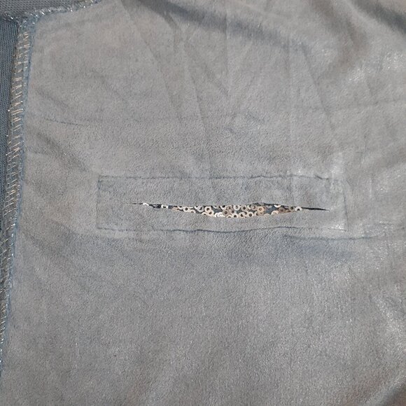 Tempo Paris Women's Large Blue Mixed Media Shirt - Picture 9 of 14